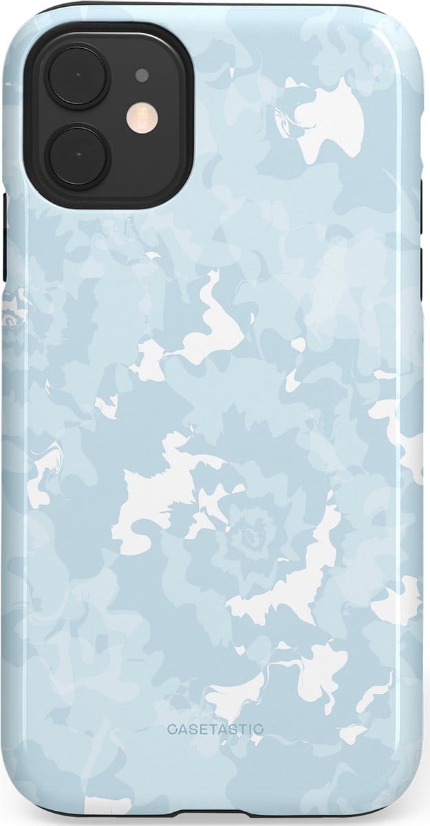 Casetastic hoesje geschikt voor Apple iPhone 11 - Dubbellaagse bescherming - Blauwe wervels - Fashion Case - Wit Lichtgrijs