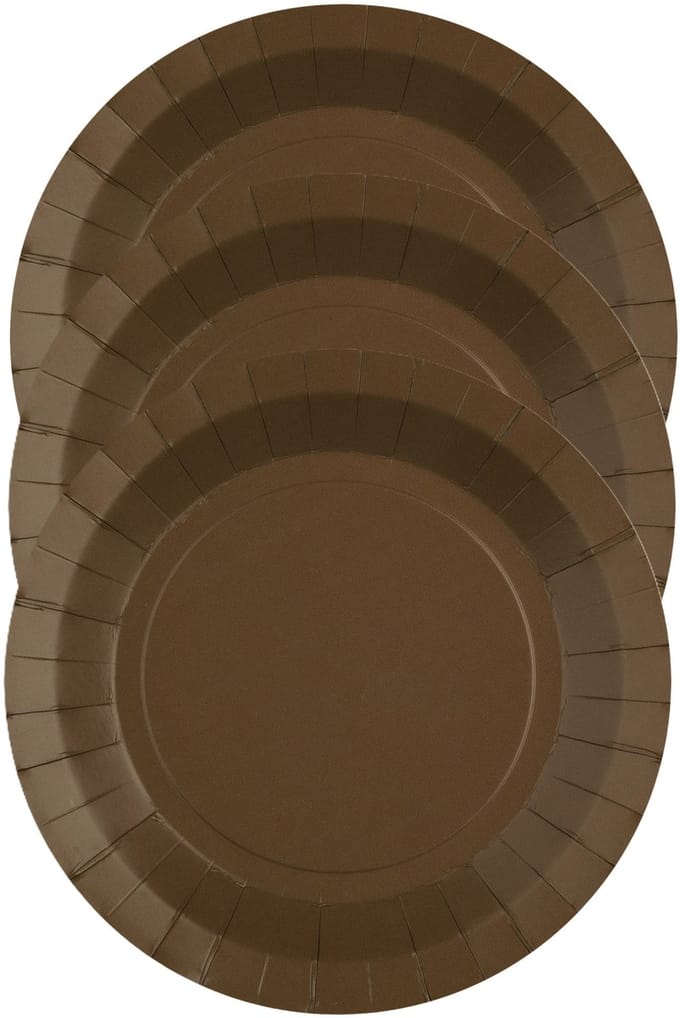 Santex Bordjes karton - 20x - rond - bruin - 22 cm - feestbordjes