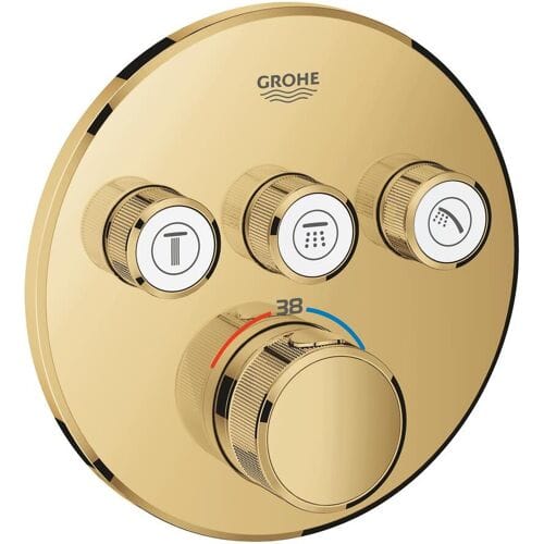 Grohe Grohtherm SmartControl thermostat ready-mount set with 3 shut-off valves, round design 29121GL0