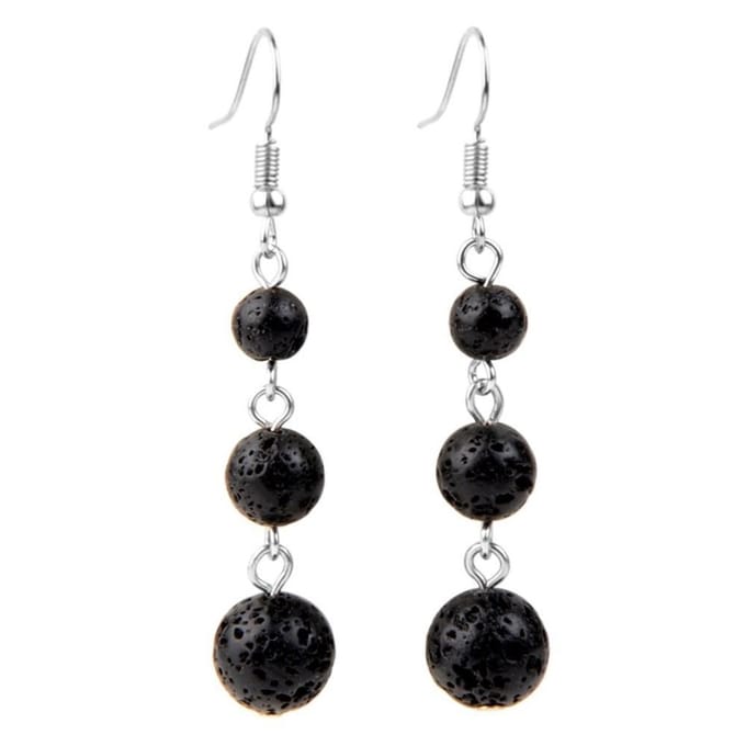Fako Bijoux® - Oorbellen - Natuursteen - 6-8-10mm - Lavasteen