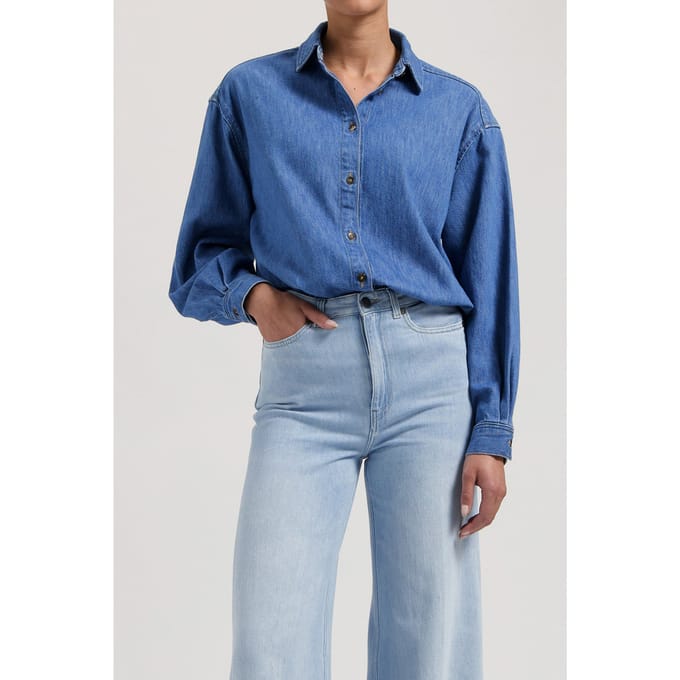 Mud Jeans Reese Denim Shirt - Medium Stone Medium Stone Taglia: S | Magliette intime Outlet | Donna | Blu