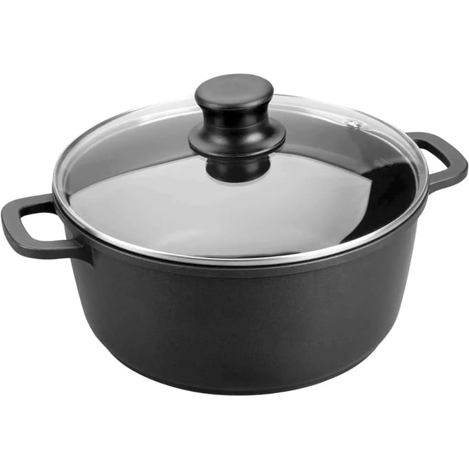 Aluminium steelpan met deksel van gesmolten glas Lacor Titanium Pro D. 20 cm