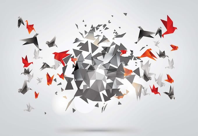 Fotobehang Explosion Birds Abstract | PANORAMIC - 250cm x 104cm | 130g/m2 Vlies