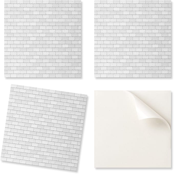 Set vinyl wandtegels met baksteenmotief, 20x20x20 cm