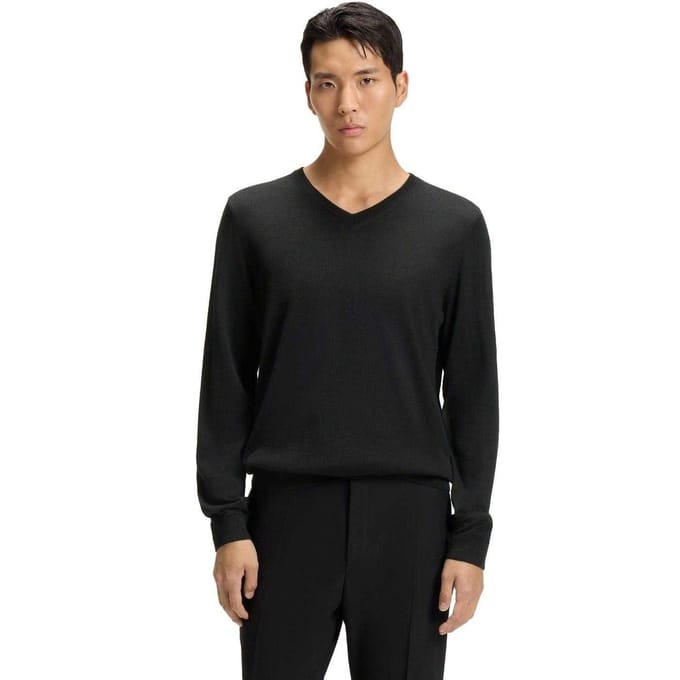Boss Heren Gebreide Regelmatige Formele Pullover (Zwart)