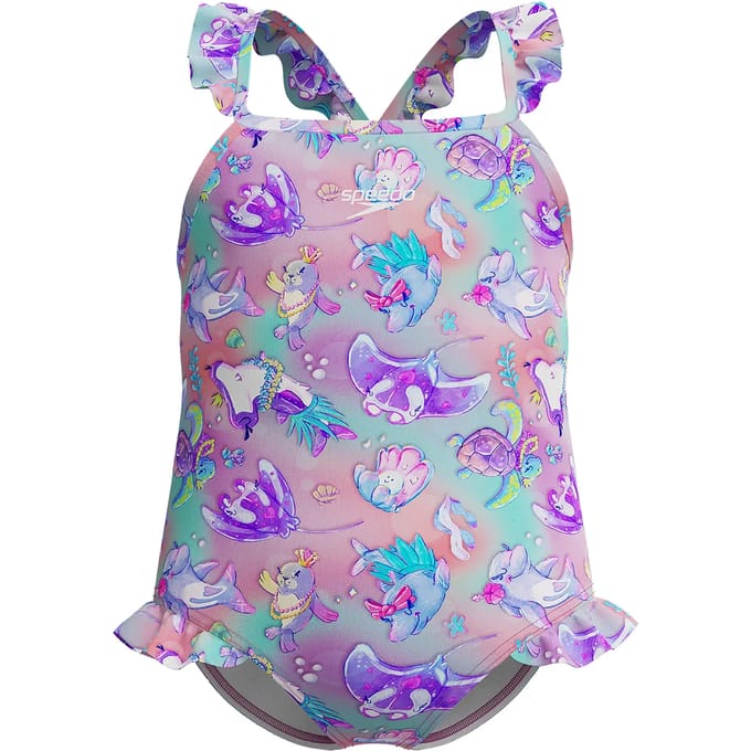 1-delig zwempak voor babymeisjes Speedo Dig Frill Thinstrap GRN