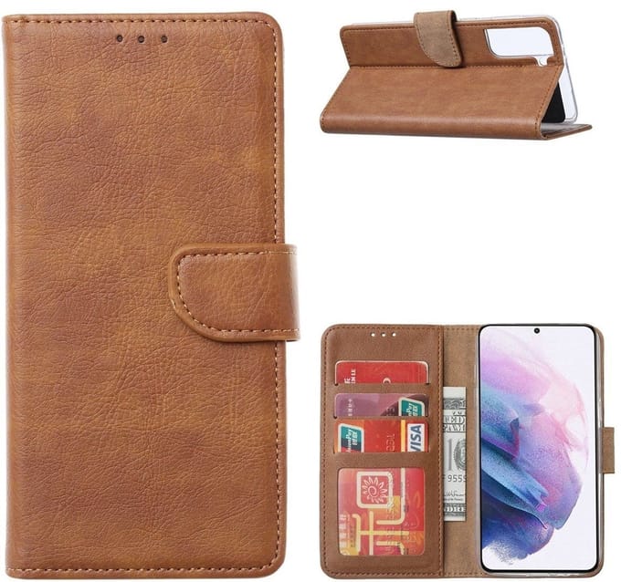 Cityhoesje – Geschikt voor – Samsung S24/S25 Plus – Pasjeshouder – Bruin