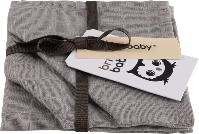 Monddoekjes hydrofiel Uni - Grey 3 stuks 30 x 30 cm - Briljant Baby
