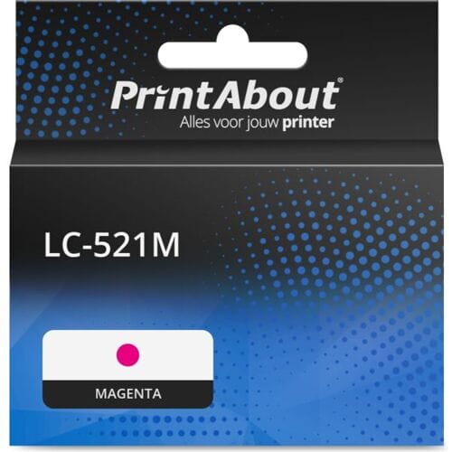 PrintAbout Inktcartridge LC-521M Magenta geschikt voor Brother