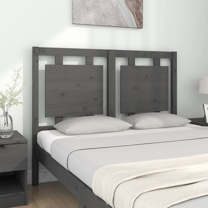 vidaXL - Hoofdbord - 125,5x4x100 - cm - massief - grenenhout - grijs