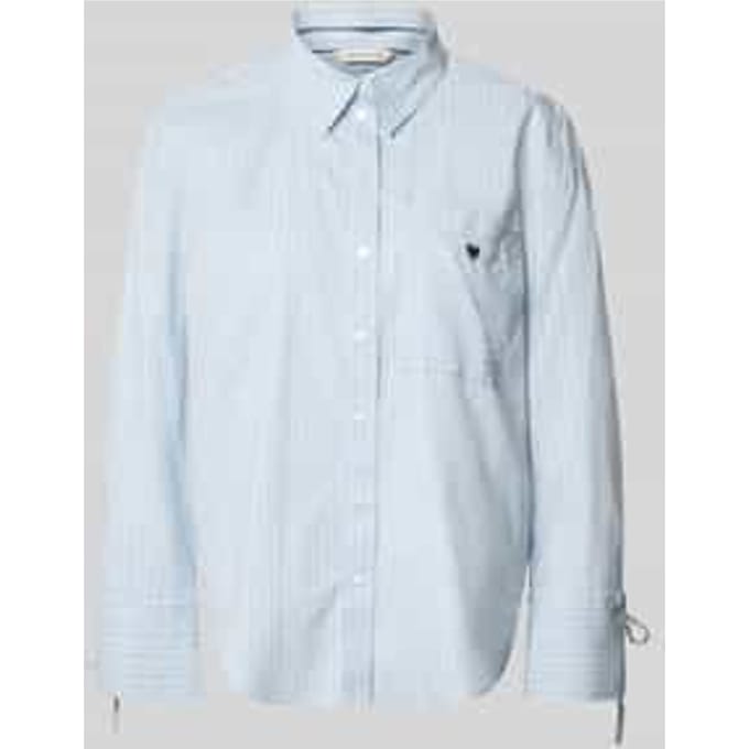 Tom Tailor - Oversized overhemdblouse met hartborduursel - Maat 34 - blue irregular stripe