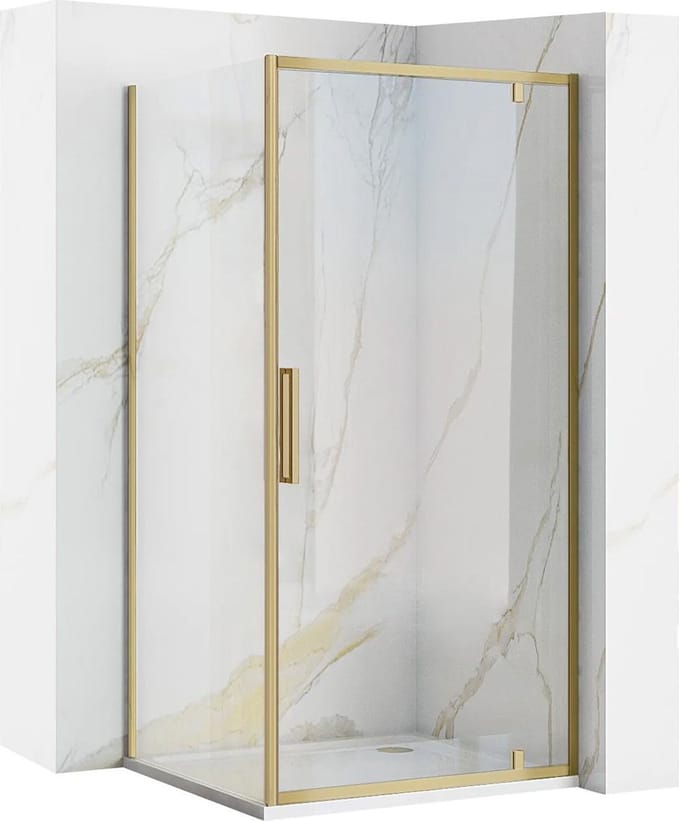 Rea Rapid Swing - Hoekdouchecabine - Geborsteld Goud - 90X100 Rechthoek - 90X100X195Cm