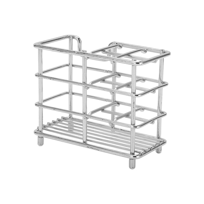 Tandenborstelhouder Stand Tandenborstelhouder met Opbergruimte voor Tandpasta Roestvrij Staal Tandenborstelhouder voor Badkamer white
