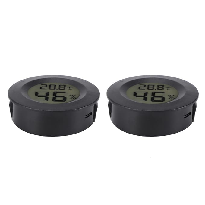 2 PCS Mini Thermomètre Hygromètre LCD Numérique Forme Ronde Mètre de Température Humidité pour Boîte à Reptiles gray