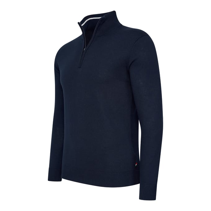 Cappuccino Italia - Heren Trui Pullover Bergamo Zip - Blauw - Maat M
