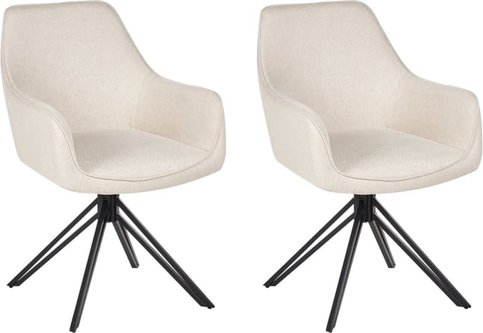 JODAR - Eetkamerstoel set van 2 - Lichtbeige - Polyester