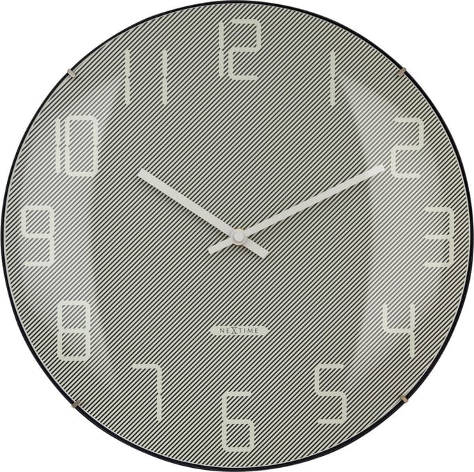 NeXtime Shade – Wandklok – 35 cm – Koepelvormig Glas – Grijs – Stil