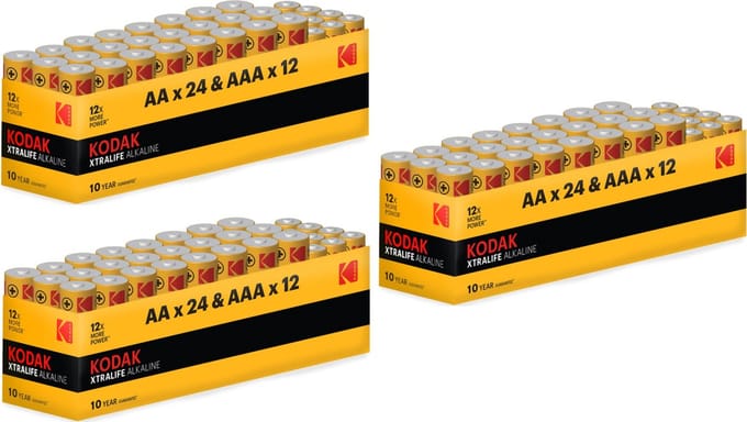 Kodak Xtralife alkaline batterijen 108 pack (72x AA+36x AAA)