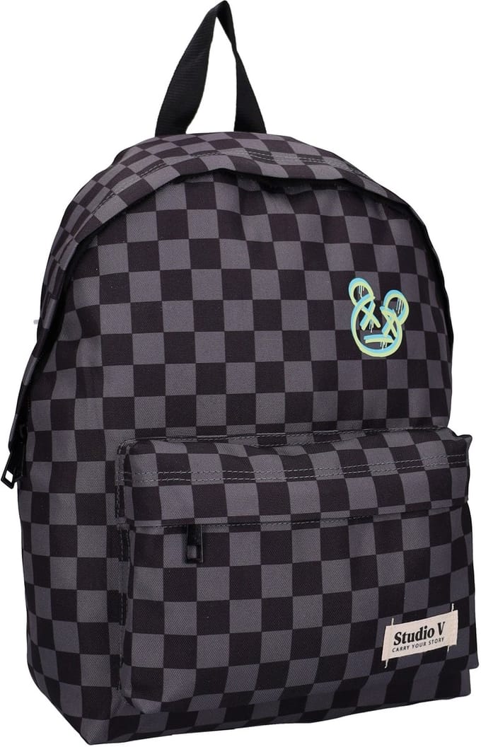 Studio V Double Check - Rugzak - Gevoerd - 11,5 liter - 37 x 26 x 12 cm - Geruit - Zwart