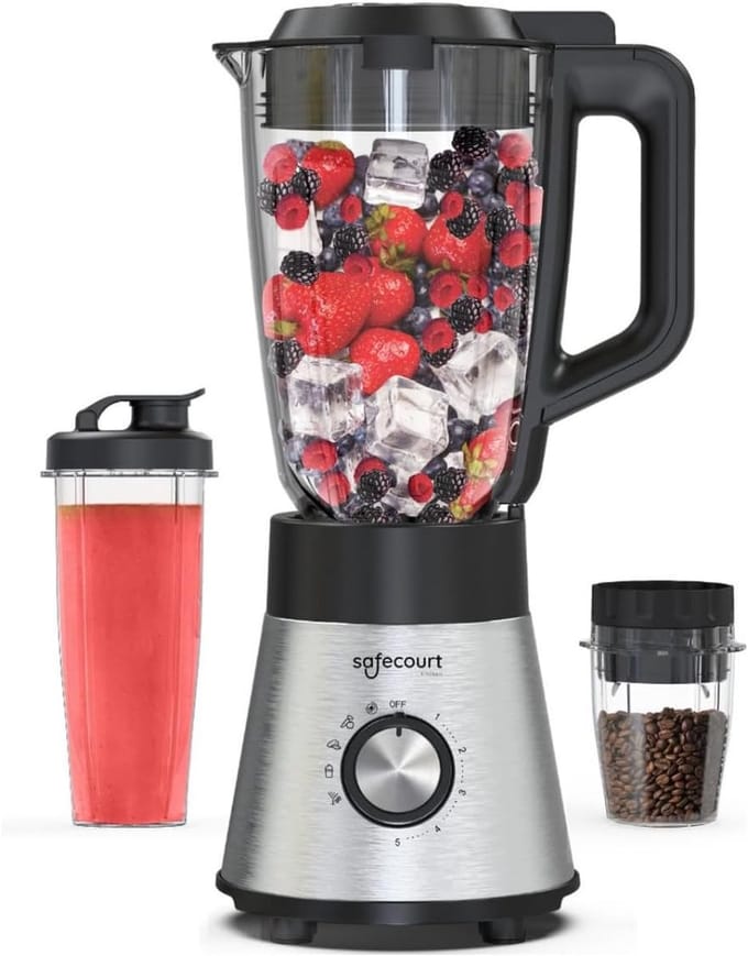 Keuken Blender - Smoothie Maker - Gezond Mixen - 5 Programma's - 1.5L Kan - Zilver