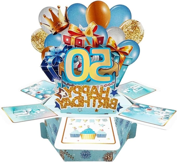 Solidchoice - 3D Pop-up Verjaardagskaart voor 50ste Verjaardag van Mannen