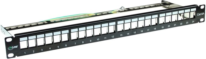 InLine® patchpaneel lege plaat 24-voudig, voor Keystone Snap-In 19/1U, zwart