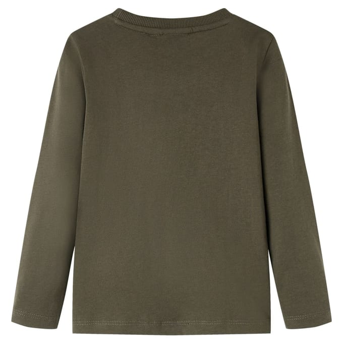 vidaXL - Kindershirt - met - lange - mouwen - 128 - kakikleurig