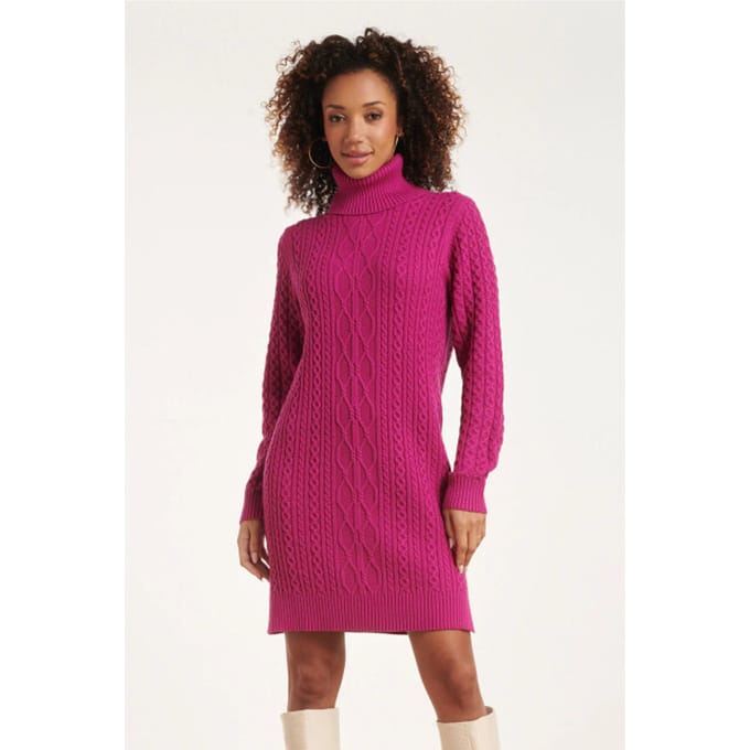 Smashed Lemon 24629 gebreid jurk met kabelstructuur |