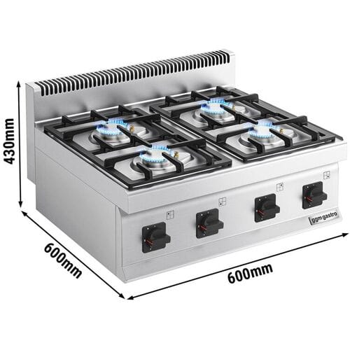 GGM Gastro Gasherd - 14 kW - 4 Brenner Zilver
