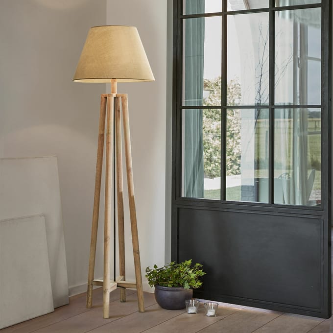 LOBERON Staande lamp Edgewood bruin/linnen