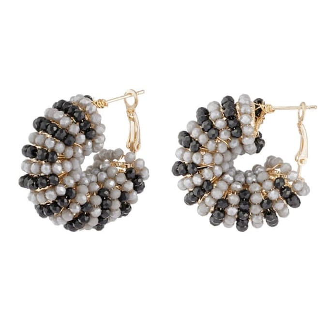 Yehwang Oorbellen Happy Beads goud zwart grijs