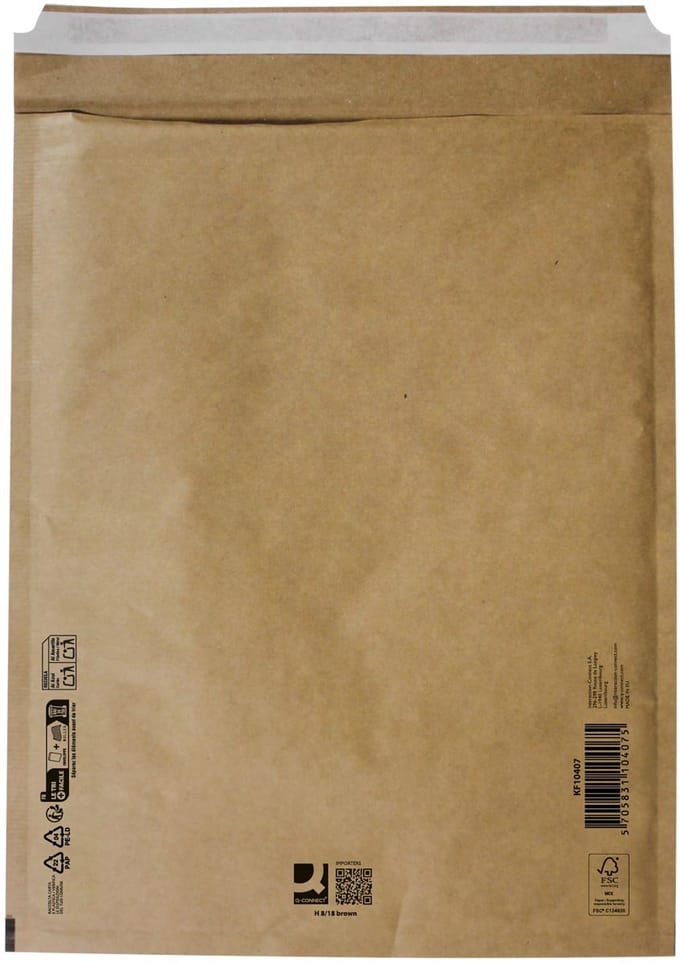 Q-CONNECT luchtkussenenveloppen, bruin, 8-H, 290 x 370 mm, doos van 100 stuks