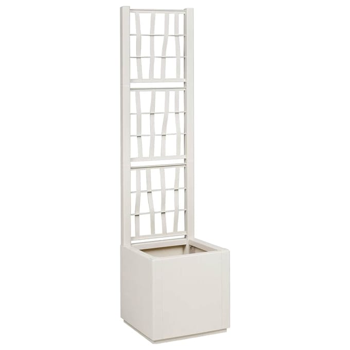 vidaXL - Tuinplanter - met - Trellis - Wit - 36 - x - 36 - x - 140 - cm - PP