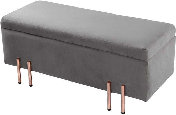 Bankje Dals met opbergruimte 100x40x42 cm grijs [en.casa]