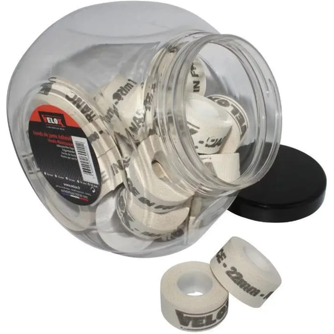 Potje met 30 rollen zelfklevend velglint Velox 22 mm
