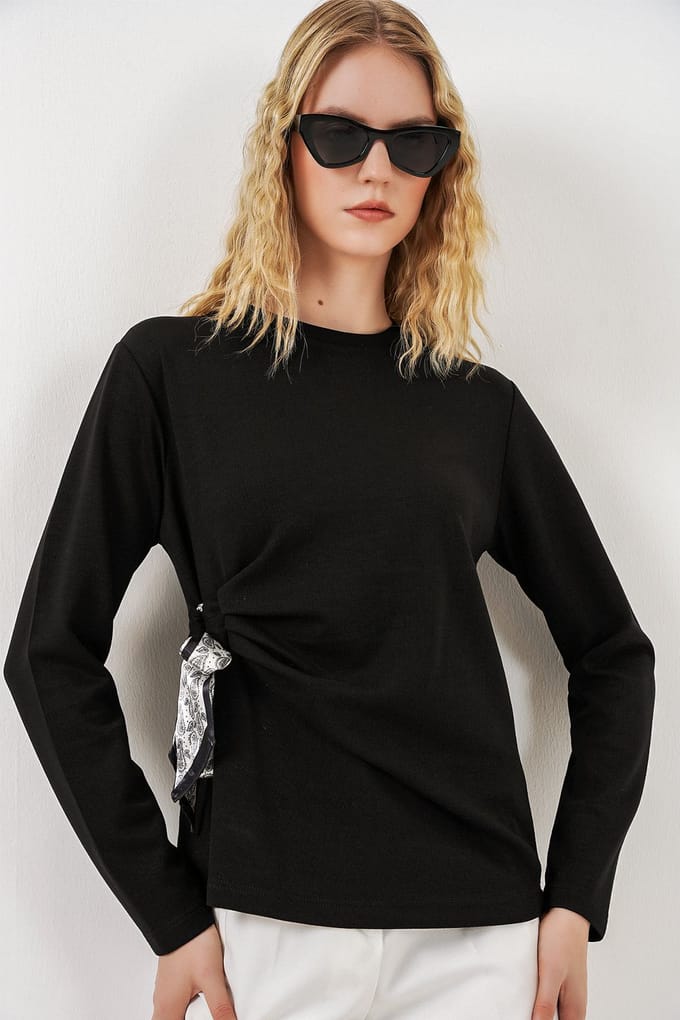 Dames Longsleeve T-shirt met Strikdetail