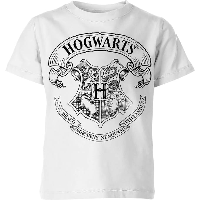Harry Potter Hogwarts Crest Kinder T-shirt - Wit - 122/128 (7-8 jaar)