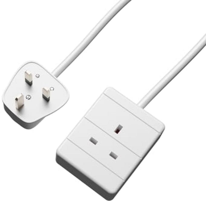 Verlengsnoer Voedingskabel met UK Pin Plug, 13A, Enkele Socket (1m)