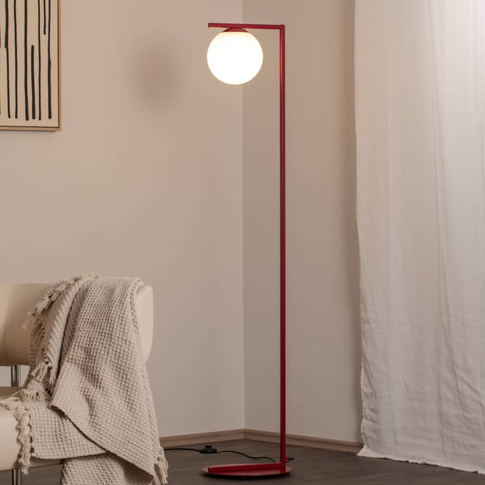 ALDEX Vloerlamp Zac, opaal/wijnrood, 1-lamp