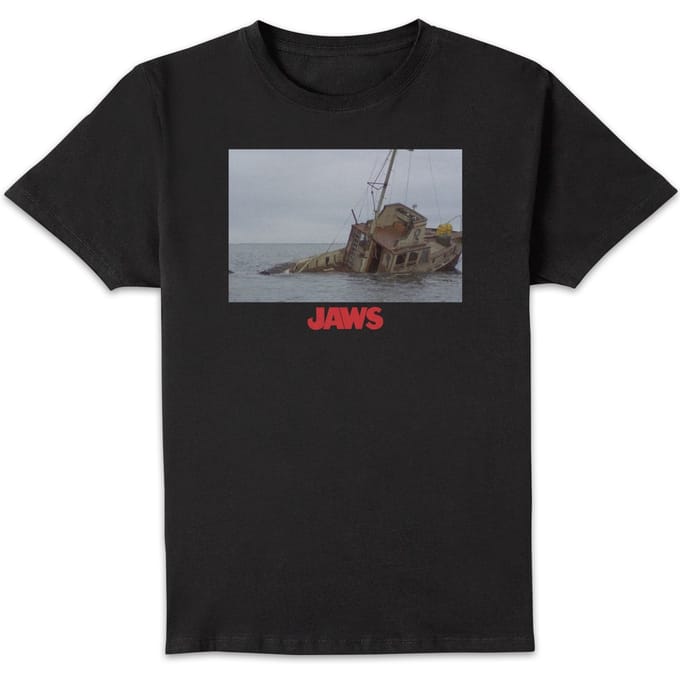Jaws Sinking Boat Scene Unisex T-Shirt - Black - S