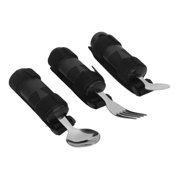 Adaptief Bestek Antislip Handvat Hemiplegie Hulpmiddel Bestek Ouderen Vork Lepel Hulpmiddel Servies Set black
