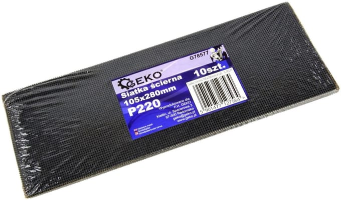 GEKO Schuurgaas - Siliconen Carbide - Waterdicht - 105x280 mm - Korrel 220 - 10 stuks