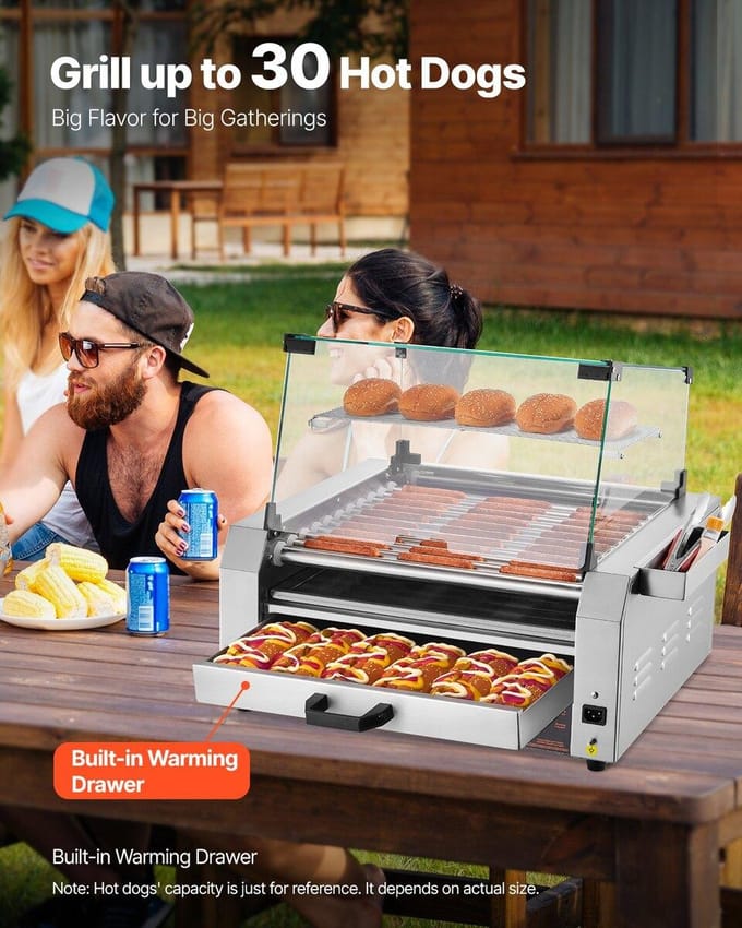 30 Hotdog 11 Rollen Elektrische Grill Kookmachine Broodjeswarmer 2400W