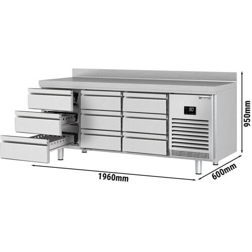 GGM Gastro Kühltisch Premium PLUS - 1960x600mm - 9 Schubladen - Aufkantung