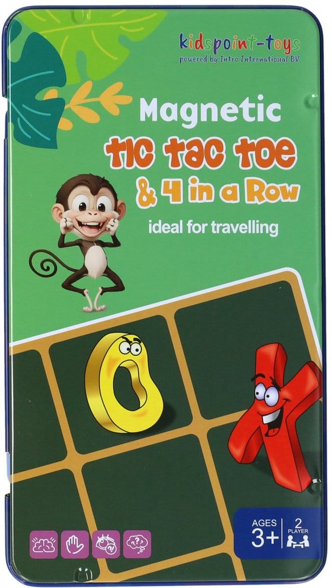 Magnetische Reisspel in Blik Tic, Tac, Toe & 4 op een Lijn