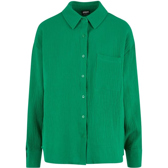 Urban Classics - Oversized Musselin Blouse - S - Groen