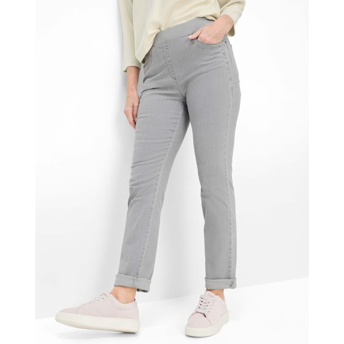 Raphaela by Brax Dames Broek  Style PAMINA FUN VERY LIGHT GREY SLIGHTLY USED, denim lichtgrijs, maat 40K