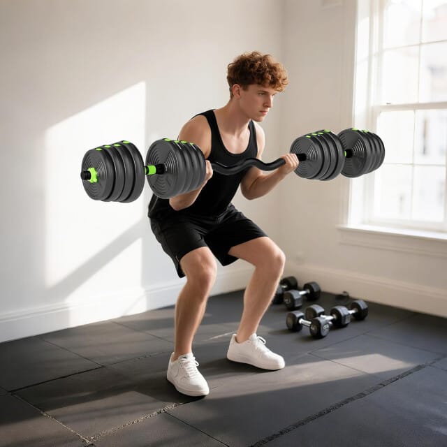 4goodz Verstelbare halterset 20 kg dumbels en barbells halterstang voor