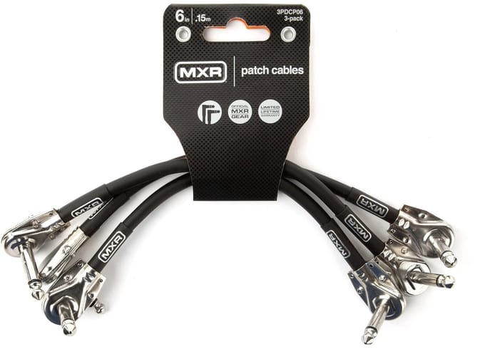 MXR - Patchkabel 15cm - 3-Pack - Haaks naar Haaks - OFC Geleiders - Laag Profiel Stekkers - Zwart - Pedalboard