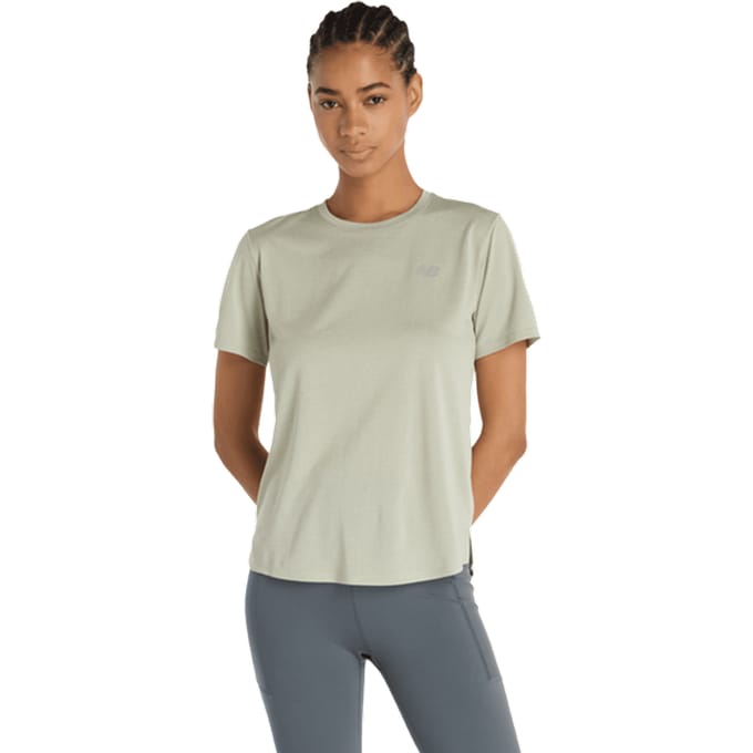 New Balance Athletics T-shirt T-shirts Dames - Groen - Maat XL - Poly Jersey